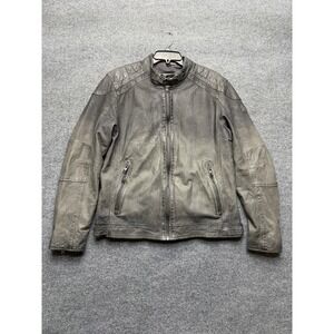 mauritius lamb Leather Motorcycle Jacket Size Large Y2K Biker‎